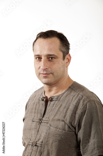 Photo: man on white background. man on white background.