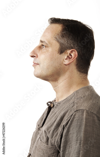 Photo: profile man on white background. profile man on white background.