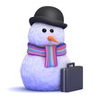 Snowman wears a bowler hat