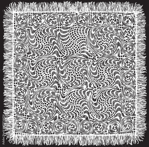 Vector: Lacy white cotton tablecloth with fringe Lacy white cotton tablecloth with fringe