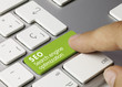 SEO Search engine optimization keyboard. Finger