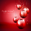 Luxury red Christmas background with baubles.