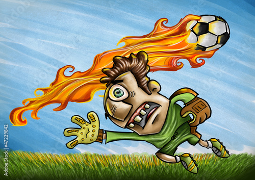 Illustration: O goleiro e a bola de fogo O goleiro e a bola de fogo