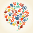 Vector: Global diversity hand prints speech bubble Global diversity hand prints speech bubble