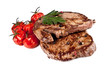 Delicious beef steaks isolated on white background