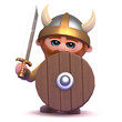 Viking hides behind his shield