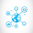 global multimedia technology icons concept