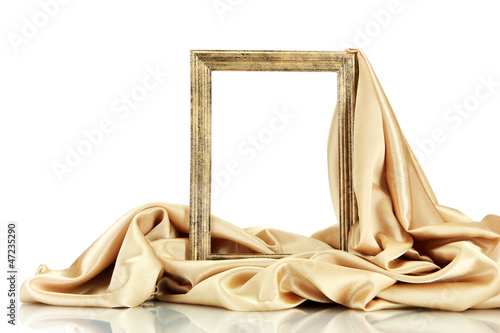 Photo: empty frame with silk, isolated on white empty frame with silk, isolated on white