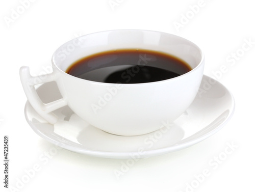 Photo: A cup of strong coffee isolated on white A cup of strong coffee isolated on white