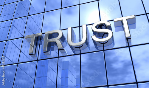 Illustration: 3D Fassade Blau Silber - Trust 3D Fassade Blau Silber - Trust