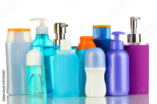Photo: A lot of different cosmetic products for personal care isolated A lot of different cosmetic products for personal care isolated