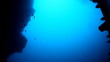 Deep diving submarine, amazing view through front porthole
