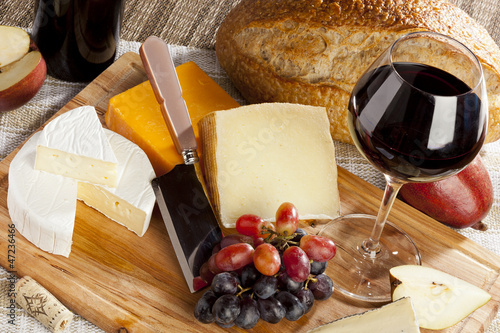Photo: Red Wine And Cheese Plate Red Wine And Cheese Plate