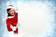 santa girl with a blank banner
