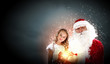 portrait of santa claus with a girl