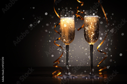 Photo: Glasses of champagne at new year party Glasses of champagne at new year party