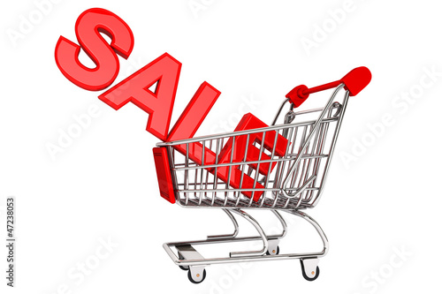 Illustration: Sale Sign in trolley Sale Sign in trolley