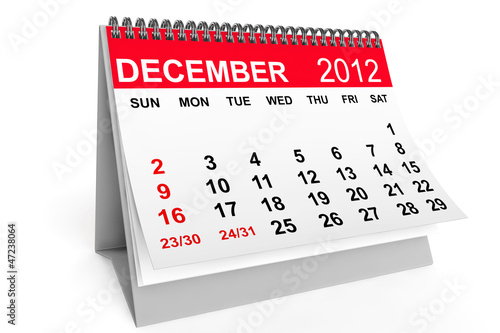 Illustration: Calendar December 2012 Calendar December 2012