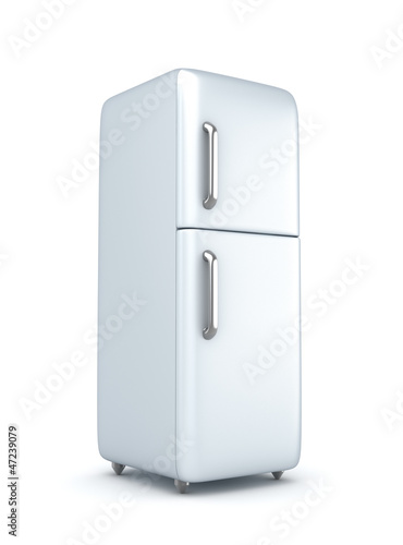 Illustration: Modern refrigerator over white background Modern refrigerator over white background