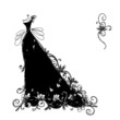 Vektor: Sketch of ornamental black dress for your design Sketch of ornamental black dress for your design