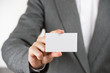 Business woman showing her blank business card