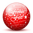 Kugel, Glaskugel, Frohes Fest, Weihnachten, Sternchen, Rot, 3D