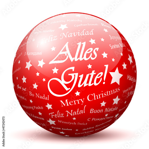 Vector: Kugel, Glaskugel, Alles Gute, Weihnachten, Sterne, Rot, Ball, 3D Kugel, Glaskugel, Alles Gute, Weihnachten, Sterne, Rot, Ball, 3D