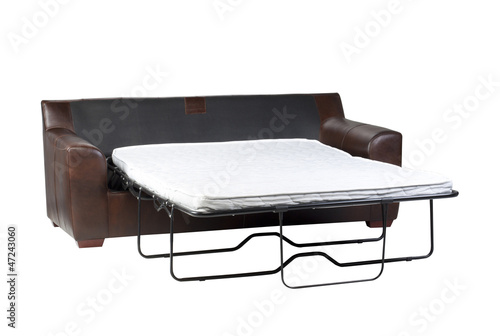 Photo: Nice design of the of fold-able sofa bed on white Nice design of the of fold-able sofa bed on white