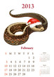 Vintage Chinese-style calendar for 2013, february