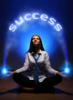 young businesswoman and success word