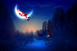 photo of santa claus sitting on the moon