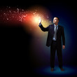 Businessman with light shining