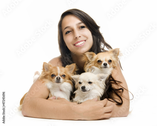 Photo: girl and chihuahuas girl and chihuahuas