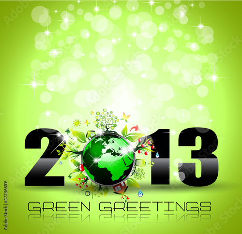 Vector: 2013 Ecology Green Themed Greetings for New Year Posters 2013 Ecology Green Themed Greetings for New Year Posters