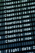 Flight arrival board in airport, closeup.