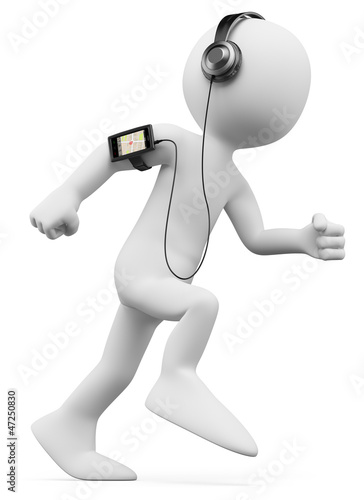 Illustration: 3D white people. Man jogging 3D white people. Man jogging