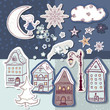 Vektor: Magic winter night seamless pattern Magic winter night seamless pattern