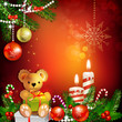 Christmas decoration with candles , pine tree and balls