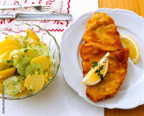 Photo: Wiener Schnitzel and potato salad Wiener Schnitzel and potato salad