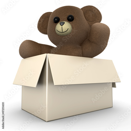 Illustration: Teddy Bär aus der Schachtel Teddy Bär aus der Schachtel