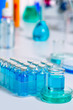 Chemical scientific laboratory blue glass bottles