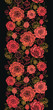 Vector red and black poppy flowers vertical seamless ornament