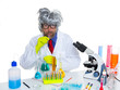 Crazy silly nerd scientist drinking chemical experiment