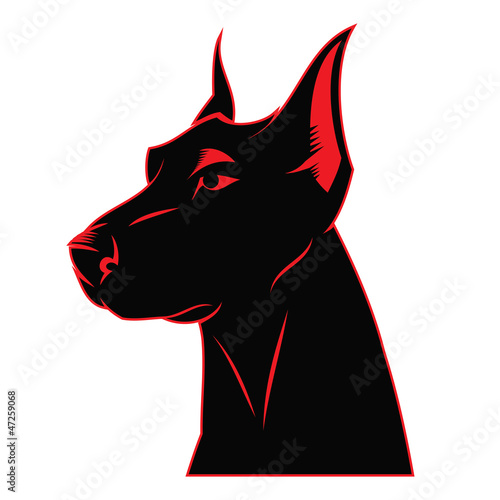 Vector: Dog doberman label Dog doberman label