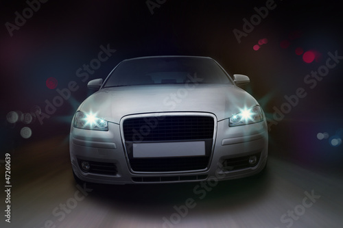 Illustration: car in the night with bokeh background car in the night with bokeh background
