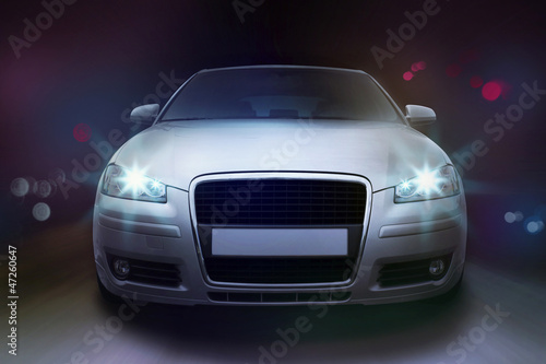 Illustration: car in the night with bokeh background car in the night with bokeh background