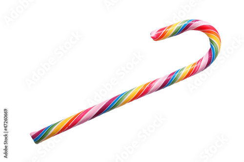 Photo: Colorful sweet candy cane. Isolated on white Colorful sweet candy cane. Isolated on white