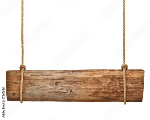 Photo: wooden sign background message rope hanging wooden sign background message rope hanging