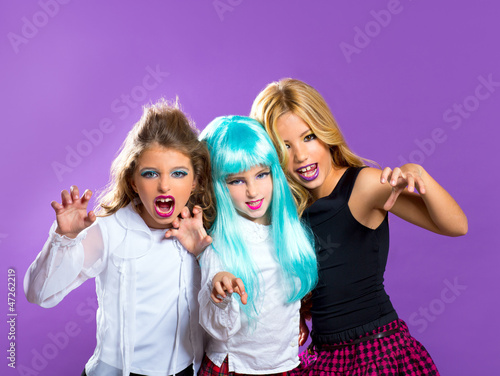Photo: children group of fashiondoll scaring girls on purple children group of fashiondoll scaring girls on purple