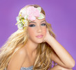 blond princess fashion girl with spring flowers